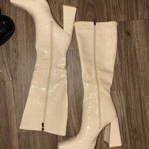 Elegant Cream Knee-High Boots